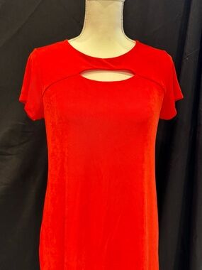 Chico's Bright Red Short Sleeve Cutout Tee
